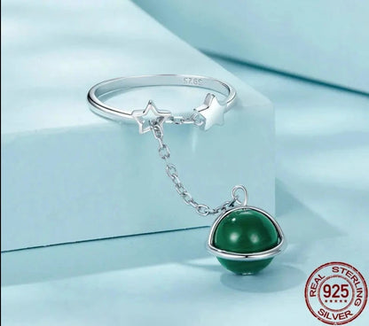 925 Sterling Silver Natural Malachite Ring