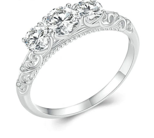 925 Sterling Silver Moissanite Ring - TEA LU SHOP
