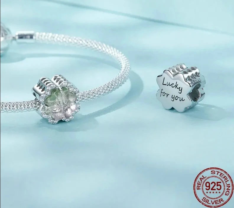 925 Sterling Silver Four-leaf Clover Charm