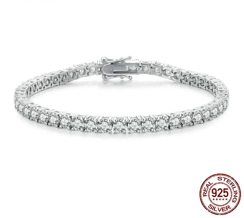 925 Sterling Silver Moissanite Tennis Bracelet - TEA LU SHOP