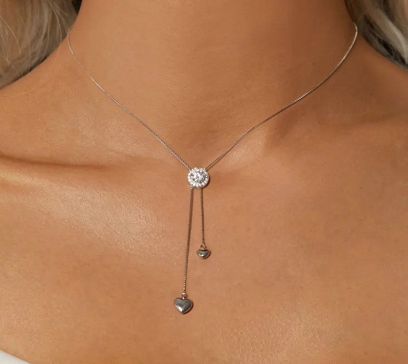 925 Sterling Silver Lariat Minimalist Moissanite Necklace - Shine Bright Store