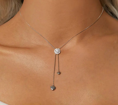 925 Sterling Silver Lariat Minimalist Moissanite Necklace - Shine Bright Store