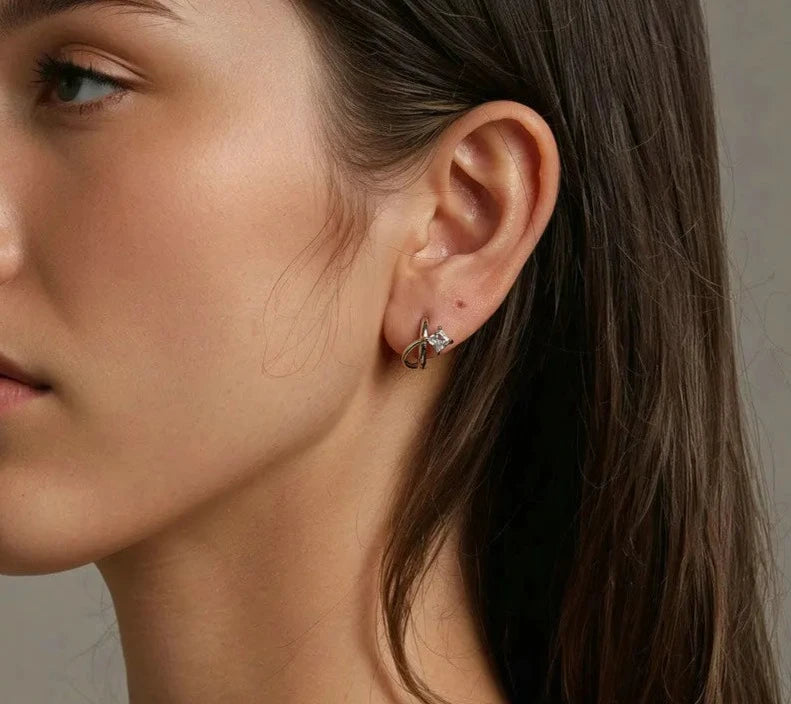Dainty Double-layer Square Zircon Earrings