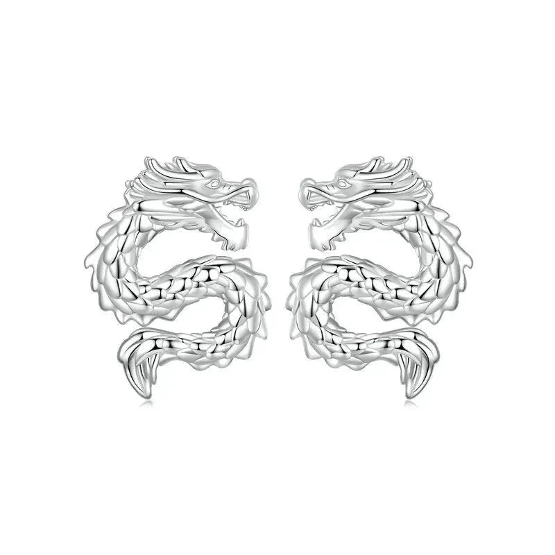 925 Sterling Silver Dragon Stud Earrings
