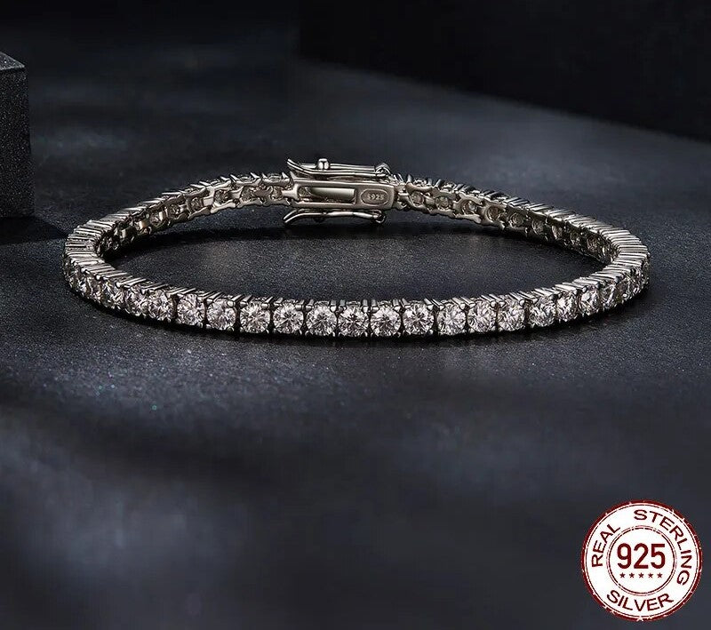 925 Sterling Silver Moissanite Tennis Bracelet - TEA LU SHOP