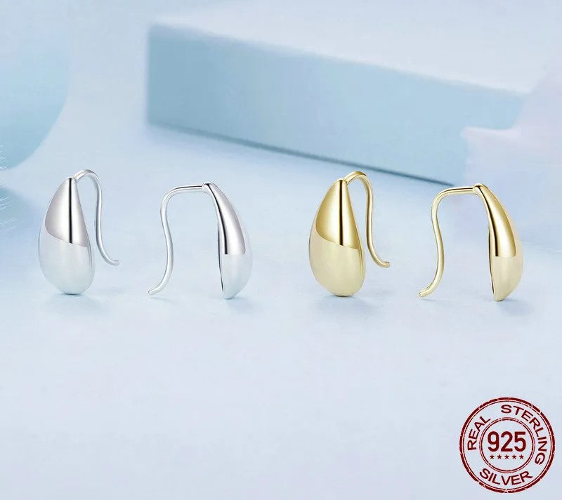 925 Sterling Silver Glossy Waterdrop Earrings - TEA LU SHOP
