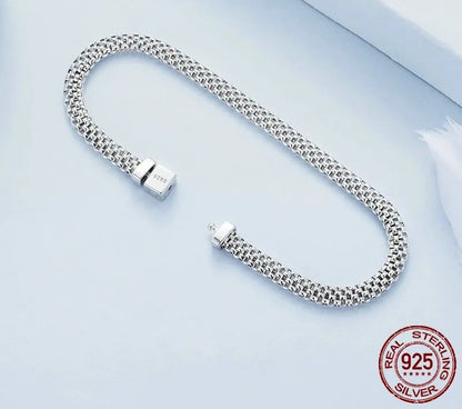 925 Sterling Silver Classic Square Buckle Bracelet - TEA LU SHOP