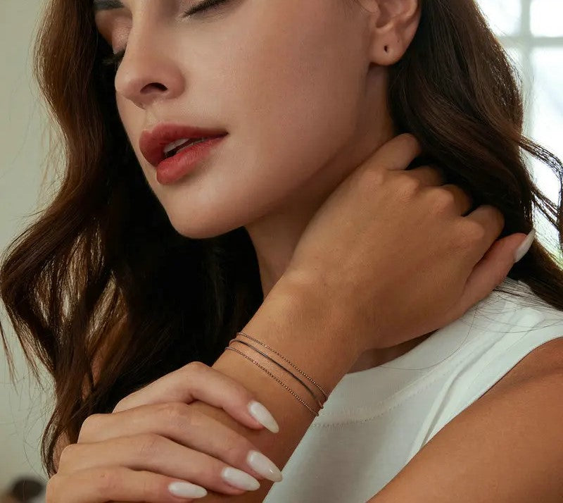 925 Sterling Silver Triple-Layered Adjustable Chain Bracelet - Shine Bright Store