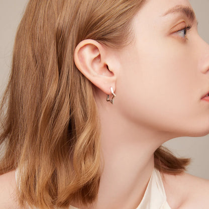 925 Sterling Silver Star Shape Earrings - TEA LU SHOP