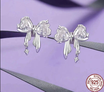925 Sterling Silver Bow Earrings