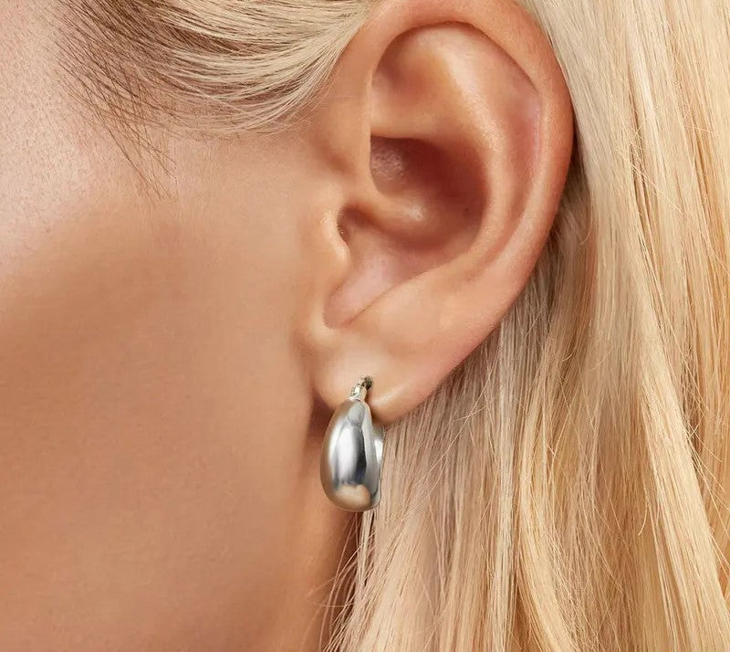 925 Sterling Silver Minimalist Open Hoop Earrings - TEA LU SHOP