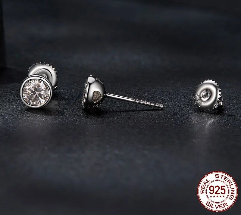 925 Sterling Silver Moissanite Stud Earrings - TEA LU SHOP