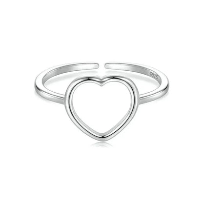 925 Sterling Silver Simple Heart Open Ring