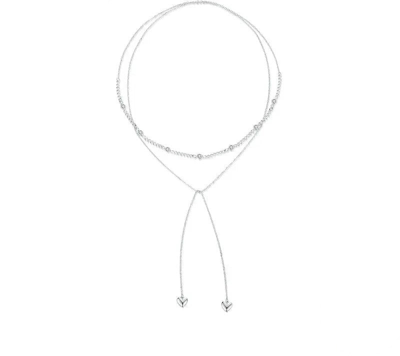925 Sterling Silver Double Layered love Heart Necklace - Shine Bright Store