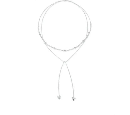 925 Sterling Silver Double Layered love Heart Necklace - Shine Bright Store