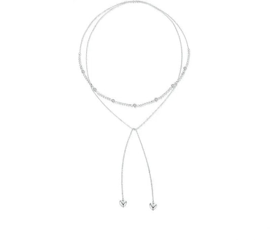 925 Sterling Silver Double Layered love Heart Necklace - Shine Bright Store