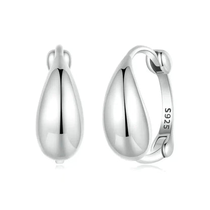 925 Sterling Silver Water Drop Hoop Earrings