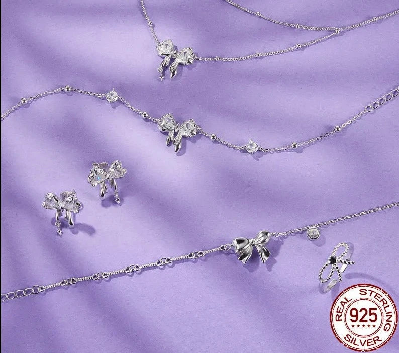 925 Sterling Silver Bow Earrings