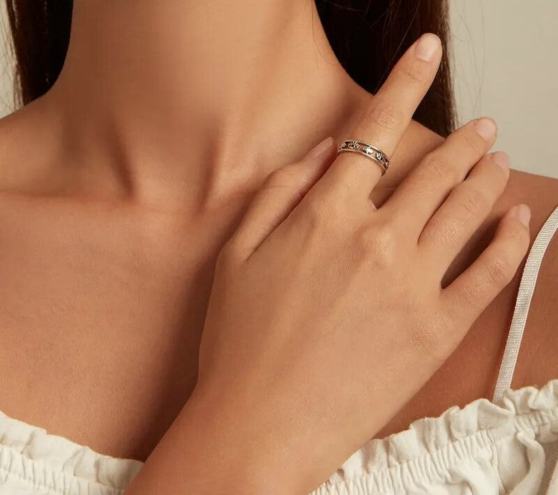 925 Sterling Silver Fatima's Hand and Devil Eye Finger Ring - TEA LU SHOP