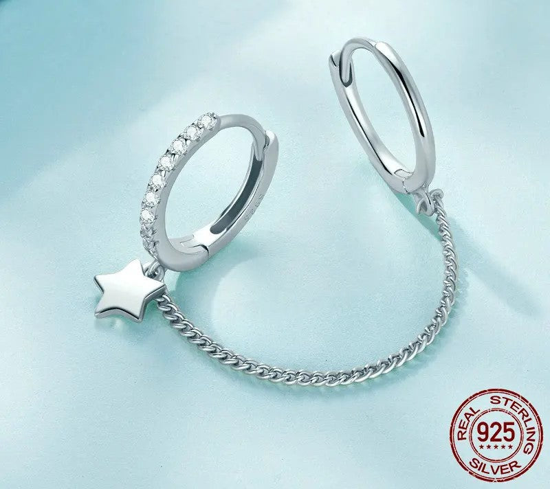 925 Sterling Silver Double Hoop Earrings - TEA LU SHOP