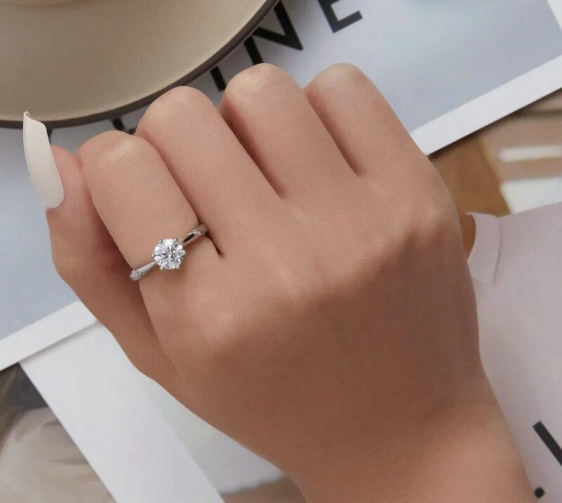 925 Sterling Silver Moissanite Ring - TEA LU SHOP
