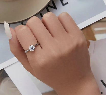 925 Sterling Silver Moissanite Ring - TEA LU SHOP