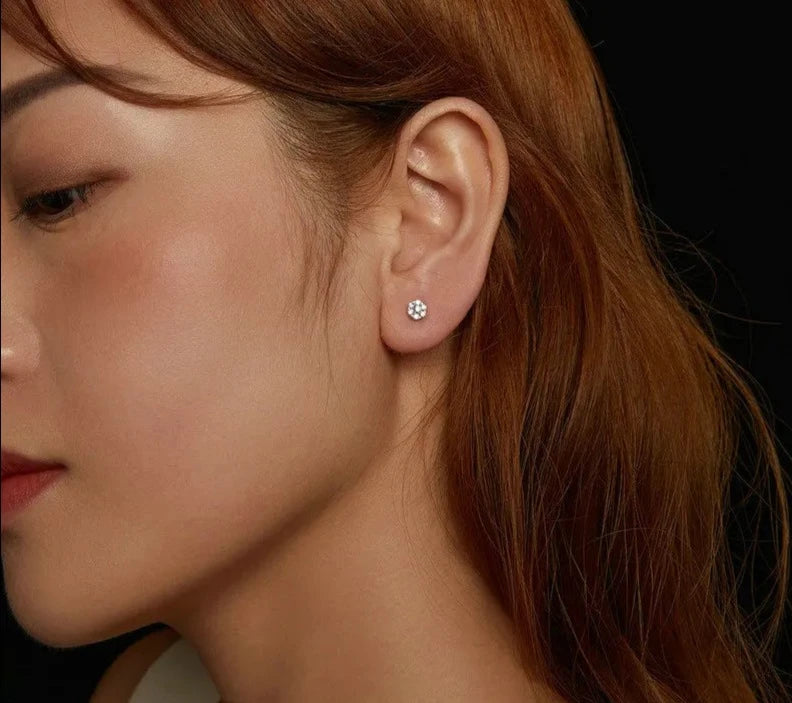 Classic Flower Moissanite Stud Earrings