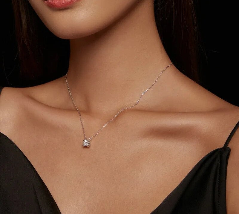 925 Sterling Silver Luxury Moissanite Necklace - TEA LU SHOP