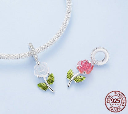 925 Sterling Silver Rose Flower Charms - TEA LU SHOP