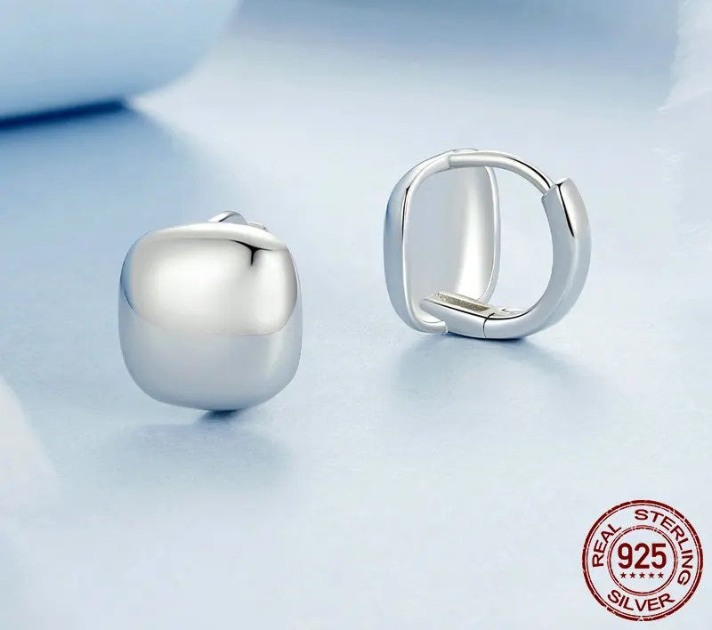 925 Sterling Silver Chunky Square Hoop Earrings - TEA LU SHOP