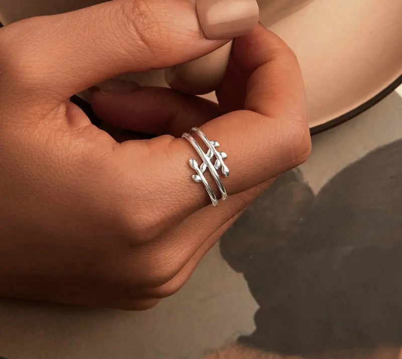925 Sterling Silver Multi-layer Lucky Leaves Statement Ring - Shine Bright Store