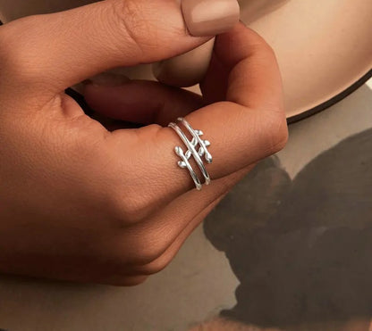 925 Sterling Silver Multi-layer Lucky Leaves Statement Ring - Shine Bright Store