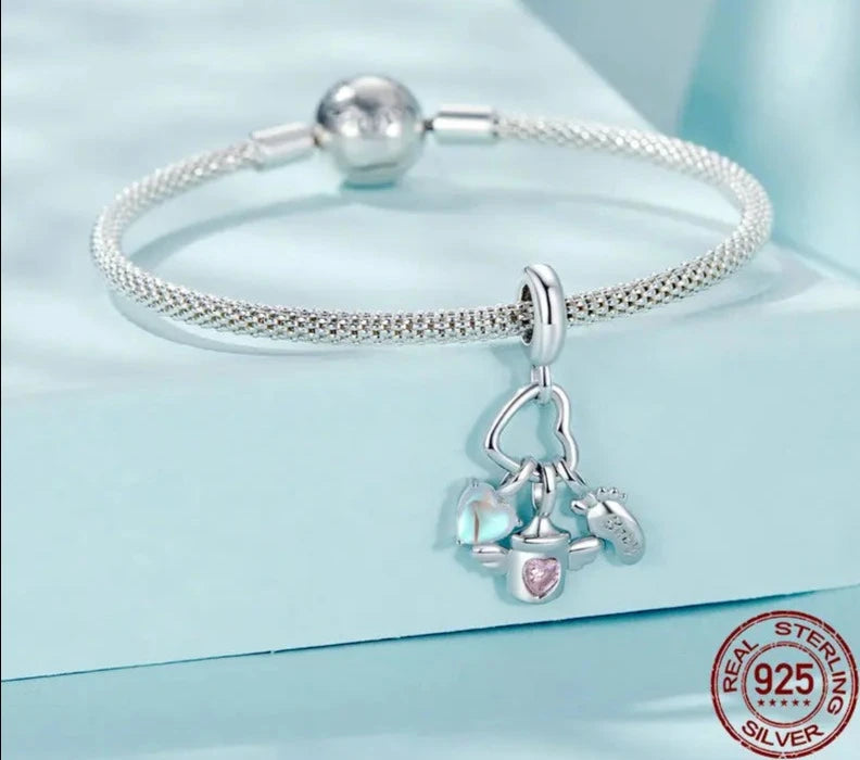 Baby Bottle Set Pendant Dangle Charm