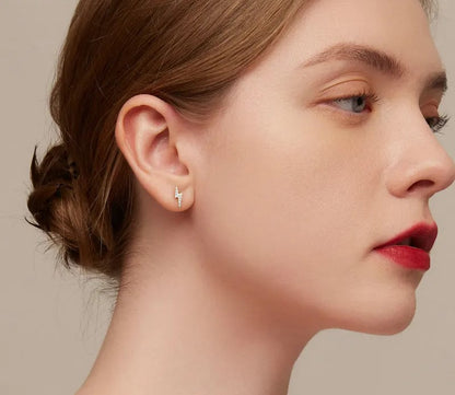 925 Sterling Silver Fashion Sparkling Stud Earrings - TEA LU SHOP