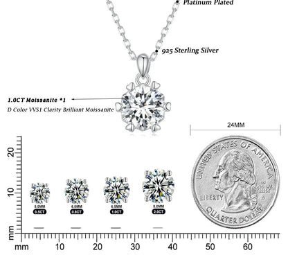 925 Sterling Silver Moissanite Necklace - TEA LU SHOP