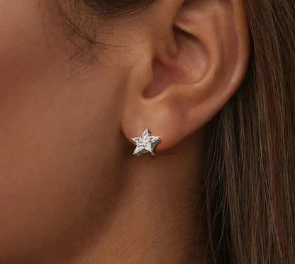 925 Sterling Silver Shiny Star Stud Earrings