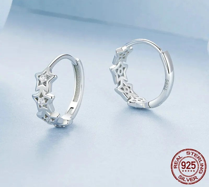 925 Sterling Silver Stackable Star-Shaped Earrings - Shine Bright Store