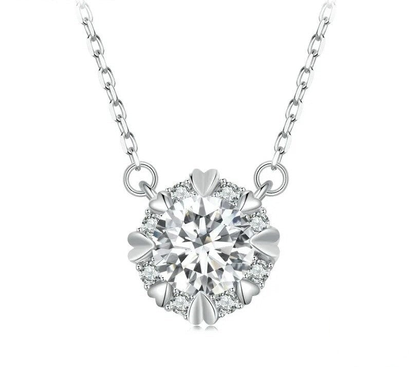 925 Sterling Silver Moissanite Necklace - TEA LU SHOP