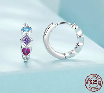 925 Sterling Silver Colorful Zircon Ear Buckles