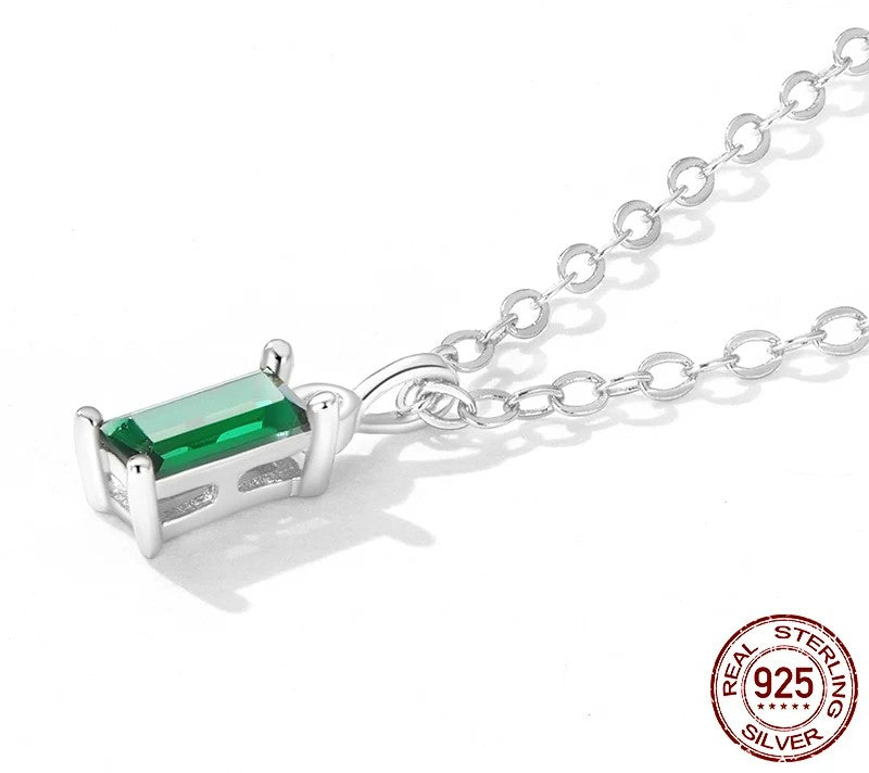 925 Sterling Silver Green Zircon Necklace - TEA LU SHOP