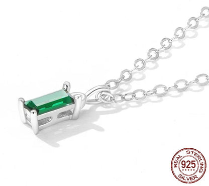 925 Sterling Silver Green Zircon Necklace - TEA LU SHOP