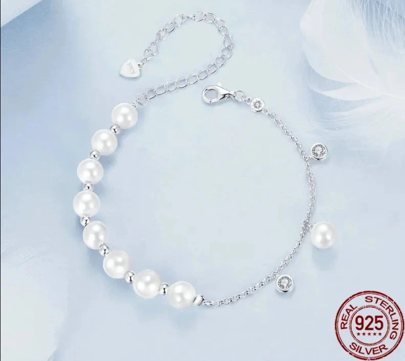 925 Sterling Silver Pearl Bracelet
