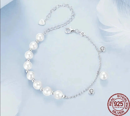 925 Sterling Silver Pearl Bracelet