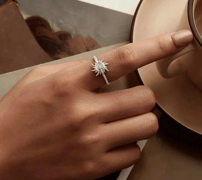 Sun and Moon Open Adjustable Ring