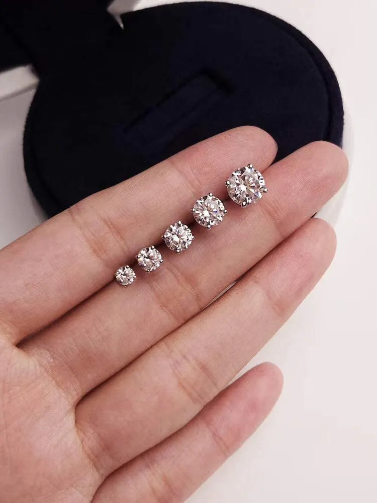 925 Sterling Silver Classic CZ Stud Earrings - TEA LU SHOP