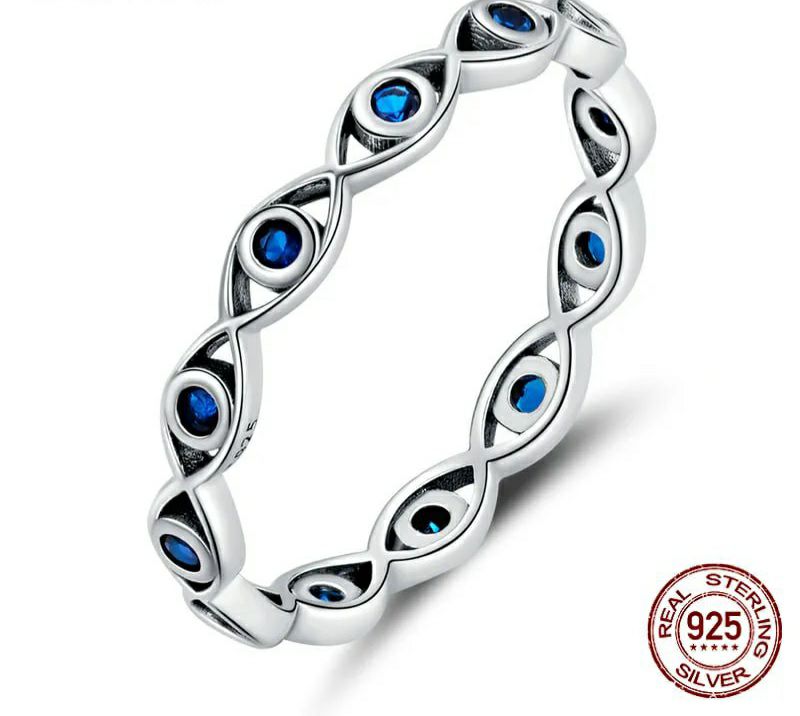 925 Sterling Silver Blue Zircon Ring - TEA LU SHOP
