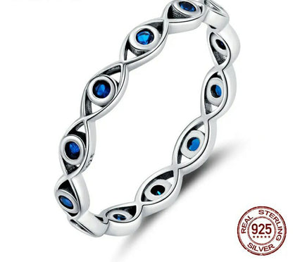 925 Sterling Silver Blue Zircon Ring - TEA LU SHOP