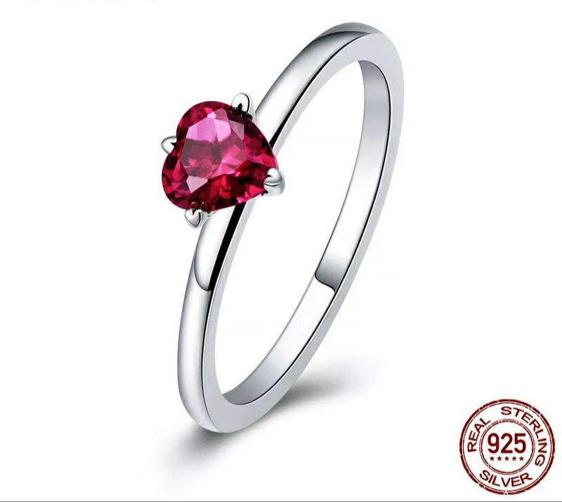 925 Sterling Silver Love Heart Ring - TEA LU SHOP